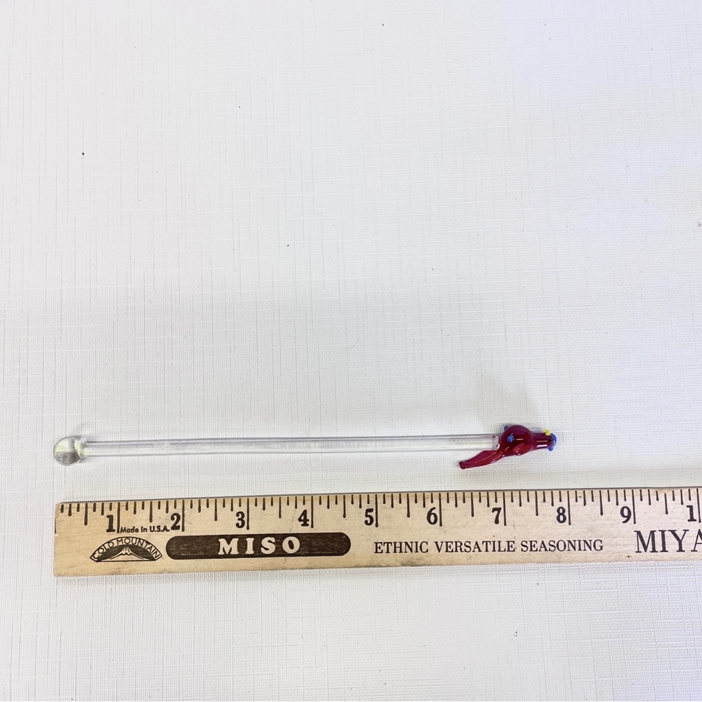 MCM VINTAGE Murano Glass Parrot Cocktail Stirrer Swizzle Stick Bird Whimsical - Picture 5 of 5